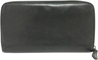 Fendi Pre-owned Leather Wallet - Dames - Vintage Accessoires - Grijs - ONE Size - Leer - Vintage