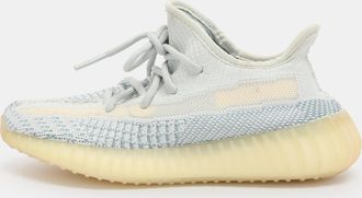 adidas Cloud/White Knit Fabric Boost 350 V2 Low Top Sneakers Size 36