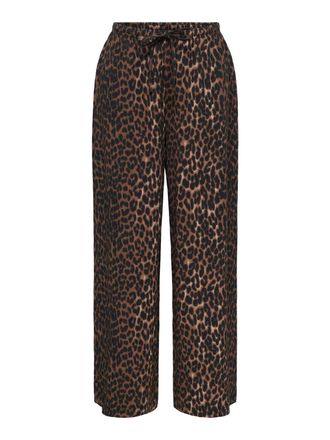 Only Schlupfhose ONLY ONLALTA MW STRING WIDE AOP PANT PNT ZLO, Damen, Gr. M, L&auml;nge 32, schwarz aop:leo, Web, Obermaterial: 98% Polyester, 2% Elasthan, bedr
