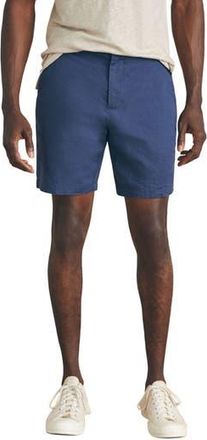 Faherty Movement Flex Linen & Organic Cotton Blend Shorts in Deep Sea Navy at Nordstrom Rack, Size 42