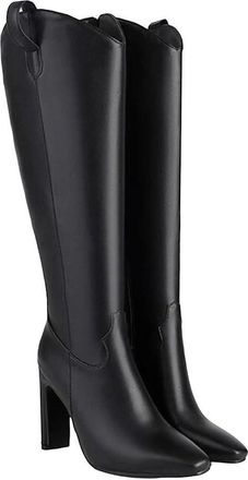 Generic Womens Wide Leg Knee High Boots Slip On Block Heel Long Booties Fashion Large Size