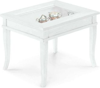 Milani Home DORIAN - tavolino bacheca in legno massello piano vetro