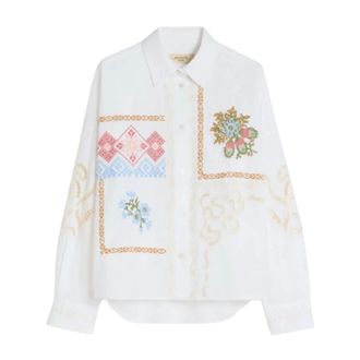 Max Mara Shirts, female, Multicolor, Size: 2XS Camicia ricamata con pizzo