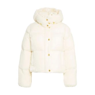 Elisabetta Franchi Winter Jackets, female, White, Size: M Velvet Puffer Jacket Bianco Aw25