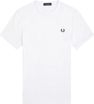 Fred Perry Sportief katoenen T-shirt met geribbelde kraag - Heren - T-shirts - Wit - M - Katoen - Tops