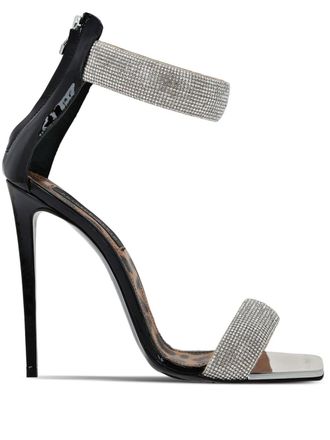 Philipp Plein 120mm crystal-embellished leather sandals - women - Calf Leather/Calf Leather/Calf Leather - 41 - Black