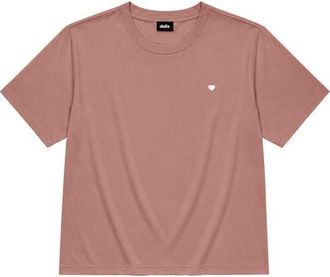 Dalix Lil Heart Relaxed Midweight Jersey Tee in Hazy Pink at Nordstrom, Size Xx-Large