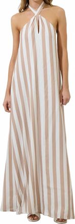 Sugarlips Emerly Striped Sabria Maxi Dress In Taupe-White
