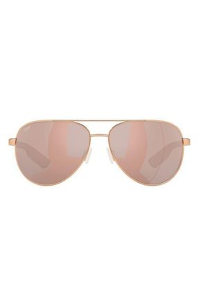 Costa 57mm Peli Polarized Pilot Sunglasses in Rose Gold /Copper Silver 580P at Nordstrom