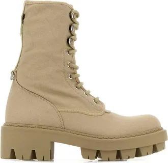 Prada Beige High Canvas Boots