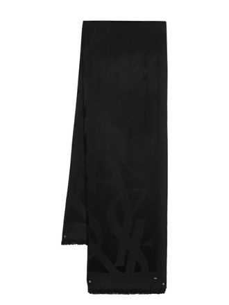 Saint Laurent jacquard-logo wool scarf - unisex - Wool - One Size - Black