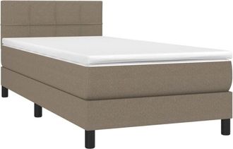 vidaXL Cama Box Spring Con Colch&oacute;n Tela Gris Taupe 80x200 Cm Vidaxl