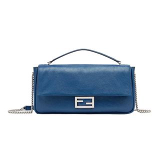 Fendi Chain Baguette Bag - female - Fendi - Cross Body Bags - Blue - ONE SIZE - Bags