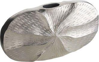 Beliani Jarr&oacute;n De Metal Plateado 21 Cm Florero Hecho A Mano Accesorio Decorativo Moderno Glamuroso Interior Urgench