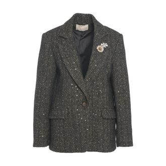 Kaos Blazers, female, Brown, Size: L Elegant Marrone Blazer with Sequins