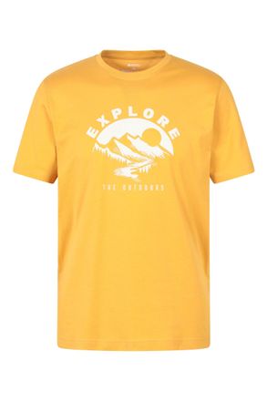 Mountain Warehouse Mountain Explorer Mens Tee - 100% Cotton Casual T-Shirt, Lightweight, Breathable - Best for Autumn, Winter, Hiking, Camping & Outdoors Mustard (Mounta