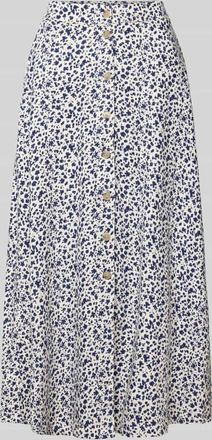 b.young B.Young Midirock aus Leinen-Viskose-Mix mit Knopfleiste Modell FALAKKA in Bleu, Gr&ouml;&szlig;e 36