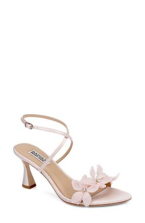 Badgley Mischka Whitney Ankle Strap Pointed Toe Sandal in Champagne Satin at Nordstrom, Size 7.5
