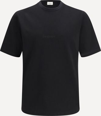 Saint Laurent T-shirt in jersey di cotone con logo ricamato Man S
