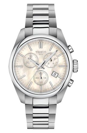 Tissot PR 100 Chronograph Bracelet Watch, 36mm in White Mother Of Pearl at Nordstrom