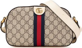 Gucci Pre-owned Gucci Small GG Supreme Textured Calfskin Web Ophidia Camera Bag Unisex 681064 525040
