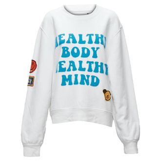 Amiri A Love Movement healthy body knit badge smiley face hoodie