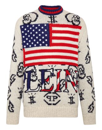 Philipp Plein Merino wool Pullover Round Neck USA LS