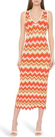 Milly Kaela Metallic Cover-Up Knit Midi Dress in Orange Multi at Nordstrom, Size X-Small