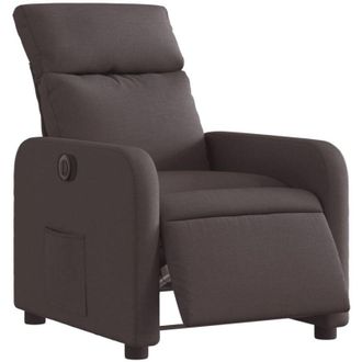 vidaXL Sill&oacute;n Reclinable El&eacute;ctrico Tela Marr&oacute;n Oscuro Vidaxl