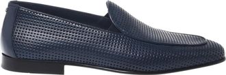 Baldinini Blauwe geperforeerde leren instapper - Heren - Loafers - Blauw - 41 EU - Leer - Schoenen