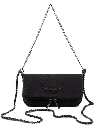 Zadig&Voltaire snakeskin-effect chain cross body bag - Black