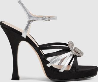 Gucci Womens Pump With Crystal Interlocking G, Beige, Leather