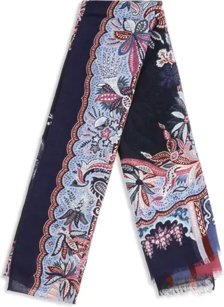 Etro Mens Orfeo Modal Scarf Stampa F.do Blu Scarfs