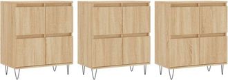 vidaXL Sideboards 3 pcs Sonoma Oak Engineered Wood Vidaxl