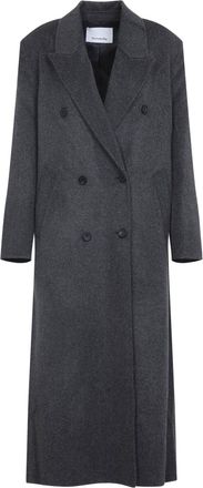 Frankie Shop Dark Grey Melange Wool Double Breasted Coat-Donna