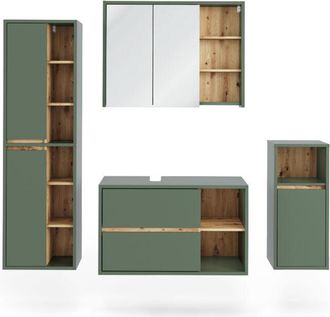Vicco Conjunto De Muebles De Ba&ntilde;o Viola, Verde/artesano, 4 Partes, Vicco