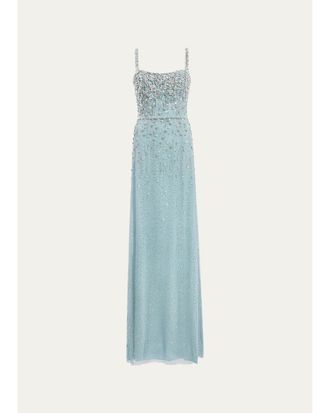 Jenny Packham Solstice Degrade Embellished Sleeveless Column Gown