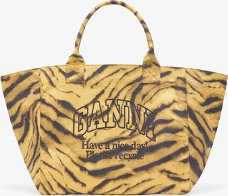 Ganni Green Zebra Print XXL Tote