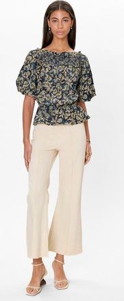 Rebecca Taylor Charlene Smocked Top in Navy Multi at Nordstrom, Size X-Small