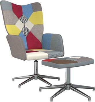 vidaXL Silla de relax con taburete tela patchwork vidaXL
