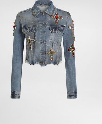 Dolce & Gabbana Denim Jacket With Embroidery - Woman Denim And Jeans Multi-colored 36
