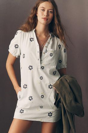 Pilcro The Aly Embroidered Puff-Sleeve Mini Dress by Pilcro