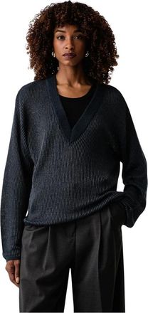 Patrizia Pepe V-hals trui - Dames - Truien - Blauw - Maat: S Acryl