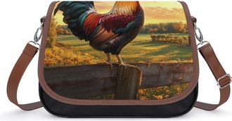 Generic Rooster Crowing on Morning Small Womens Crossbody Bags Shoulder Handbag with Adjustable Strap for Travel