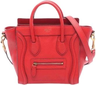 Celine Pre-owned Mini Bags, female, Red, Size: ONE SIZE Pre-owned Luggage Nano Shopper Leather Handbag