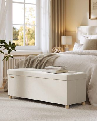 Songmics Puff almacenaje plegable de 38 x 110 x 40 cm de color beige