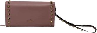 Valentino Pre-owned Clutches, female, Pink, Size: ONE SIZE Pre-owned Rockstud Flap Continental Wristlet Wallet