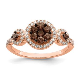 Diamond2Deal Sterling Silver Rose-tone Black Rhodium-plated Cubic Zirconia Fancy Ring