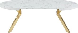 Vente-Unique Vente-unique - Tavolo da pranzo allungabile da 4 a 8 coperti in mdf e Acciaio Effetto marmo Bianco e Dorato - komoni