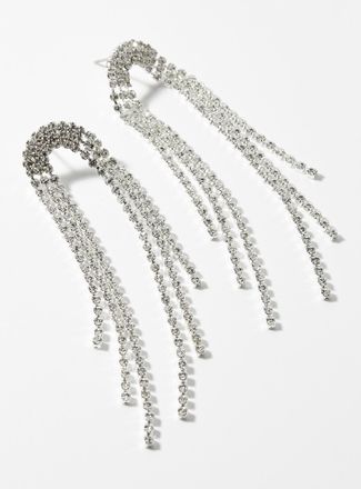 Simons Womens Long crystal-cascade earrings